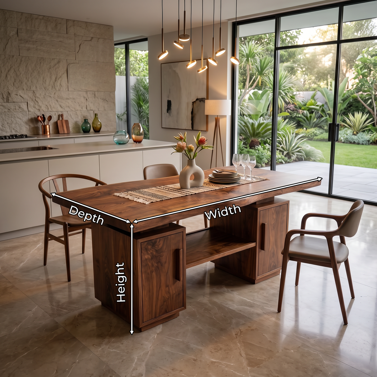 Modern Storage Dining Table For Garden Kitchen