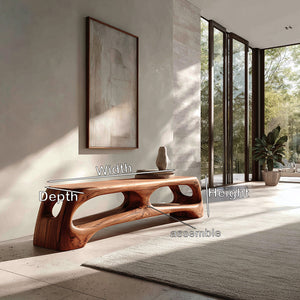 Modern Wooden Bench With 2 Tiers For Living Room