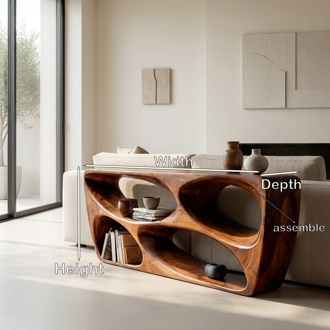 Organic Natural Wood Console Table For Behind Sofa Area