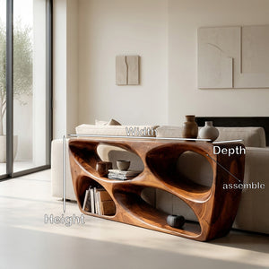Organic Natural Wood Console Table For Behind Sofa Area