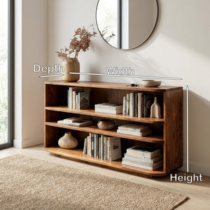 Minimal Natural Wood Console Table For Living Room Storage