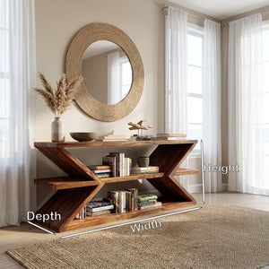 Contemporary Sculpture Wood Console Table For Modern Living Room