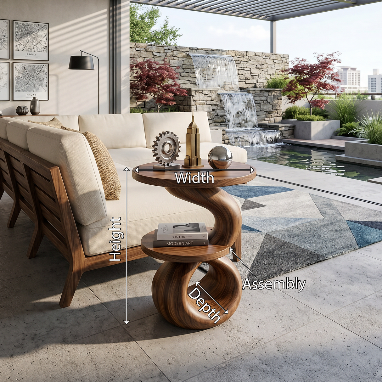Modern Sculptural Side Table Outdoor Lounge