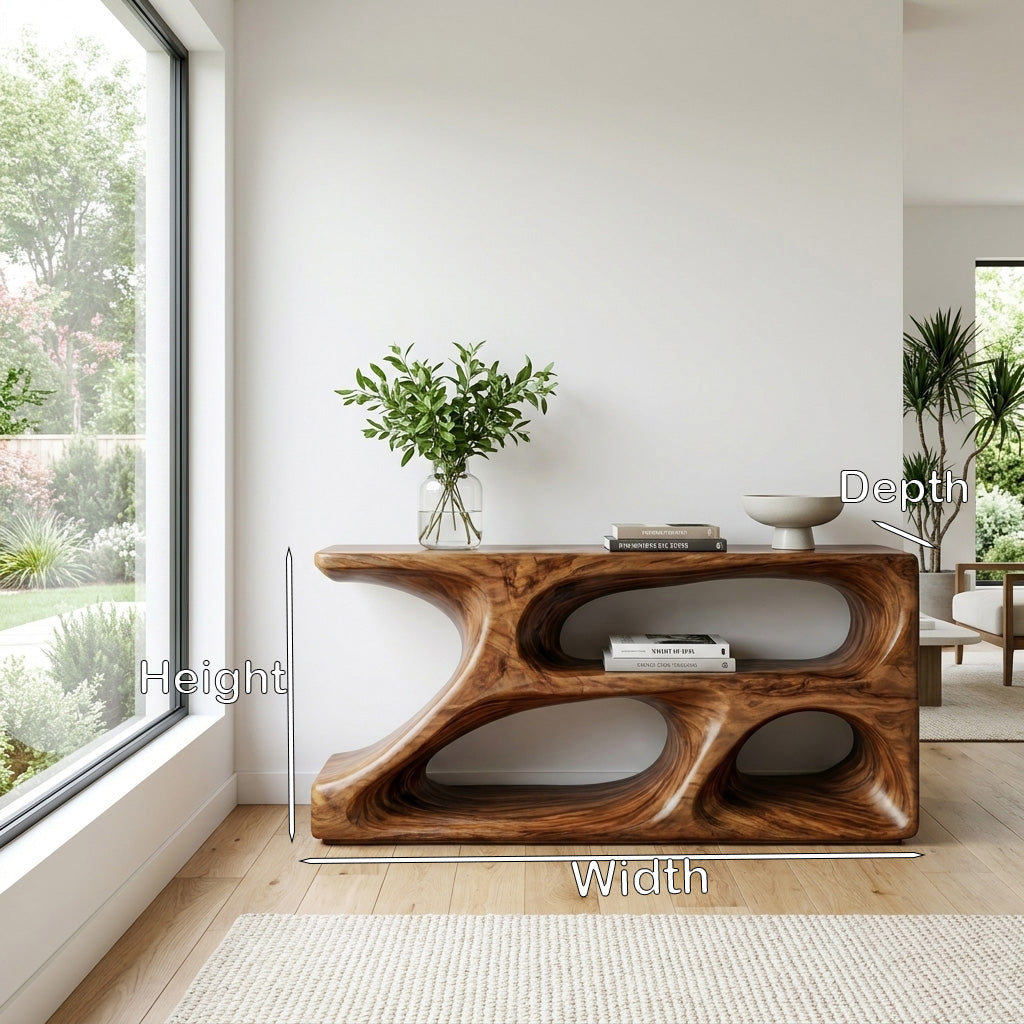 Organic Natural Wood Console Table For Statement Home