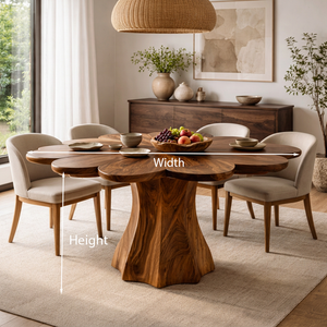 Modern Wooden Dining Table With Petal Top For Dining Area