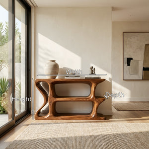 Organic Sculptural Wooden Console Table For Cozy Living Room