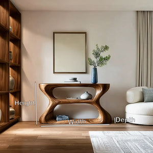 Organic Style Natural Wood Console Table For Living Room