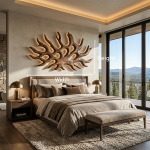 Organic Root Shape Wood LED Wall Sculpture For Rustic Home Decor