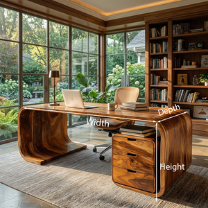 Modern Wooden Desk With Curved Base For Home Office