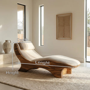 Sculptural Natural Wood Lounge Chair For Bedroom Corner