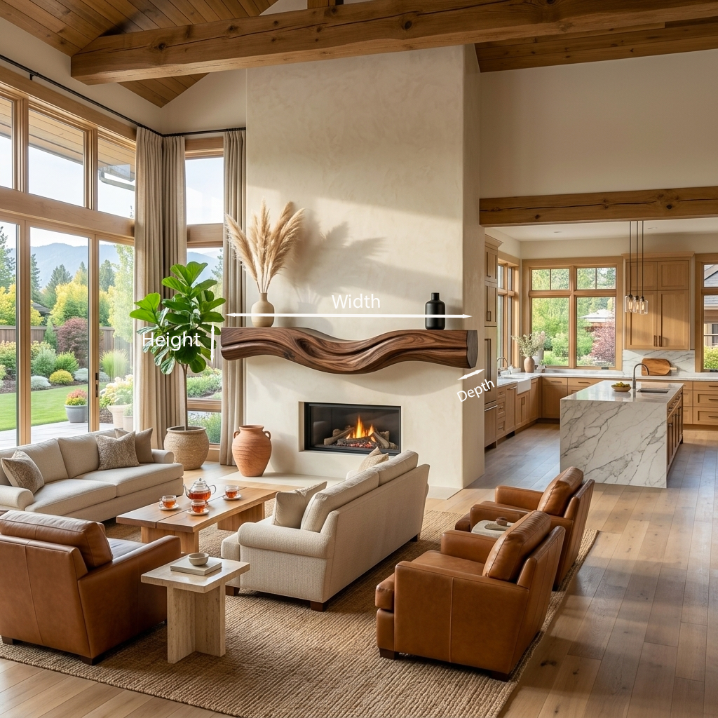 Rustic Fireplace Mantel With Live Edge Design For Cozy Home