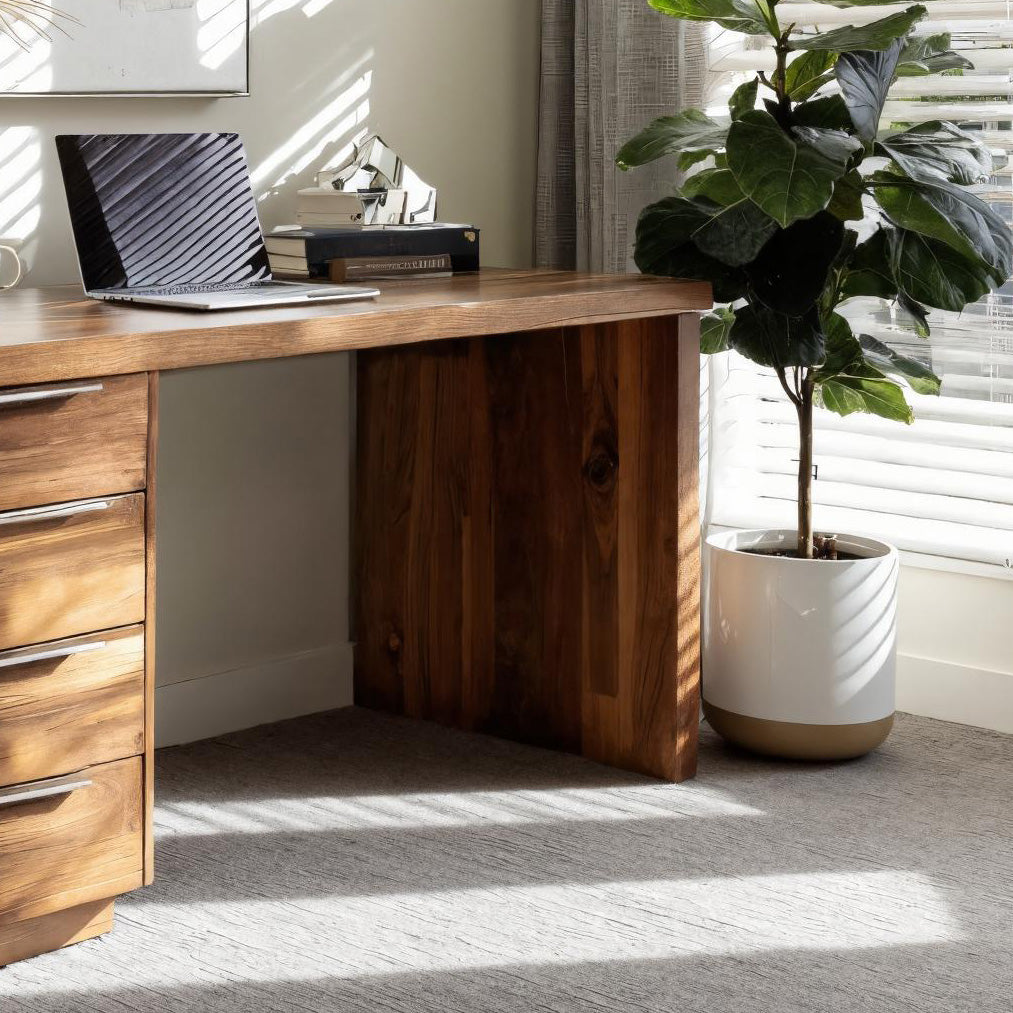 Minimalist Office Desk With Storage Drawers For Home Study