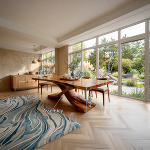 Modern Thick Top Dining Table For Kitchen Dining Area