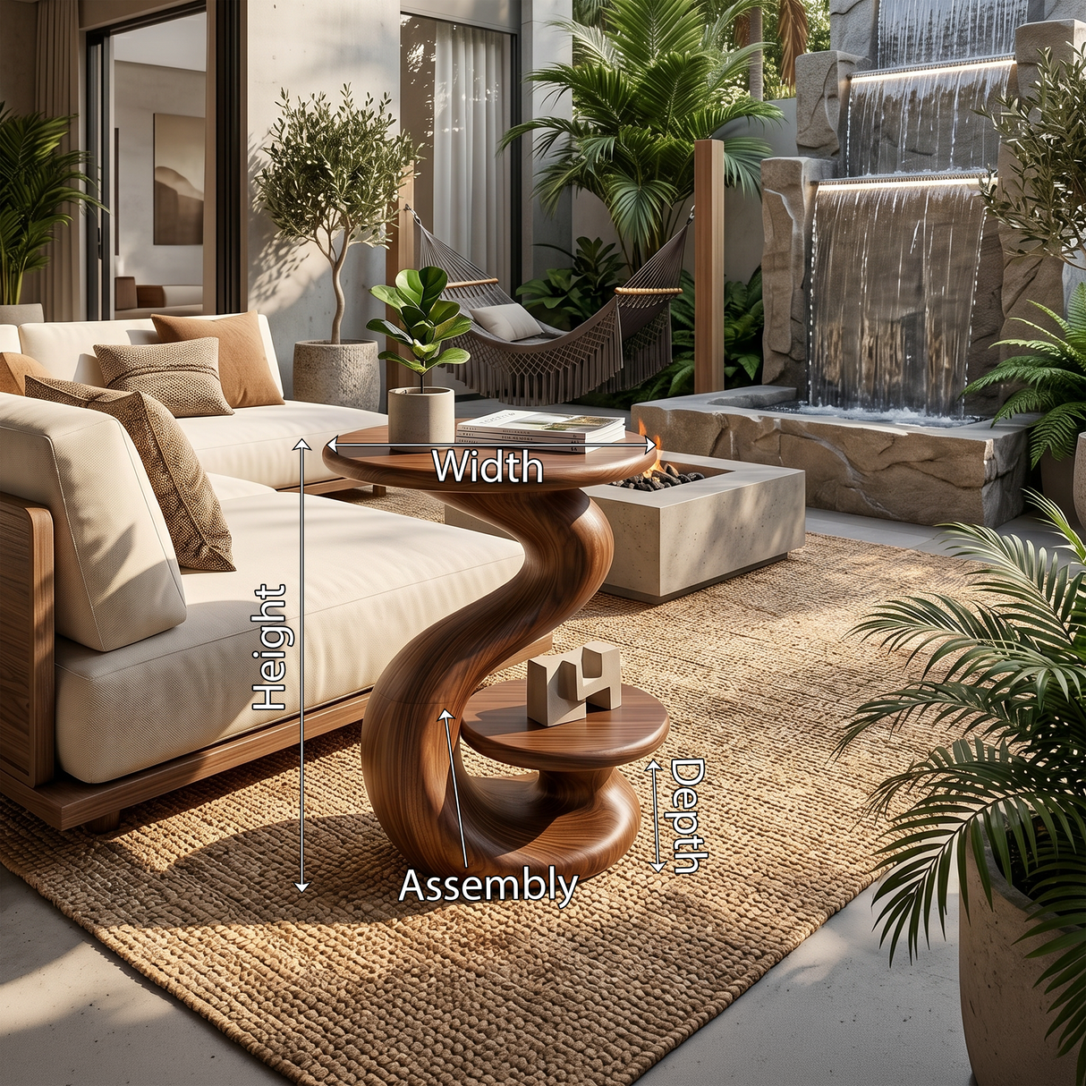 Organic Sculptural Side Table Luxury Garden Retreat