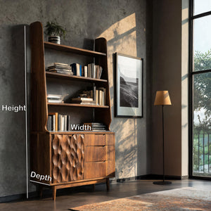 Organic Carved Solid Wood Display Cabinet Bookshelf