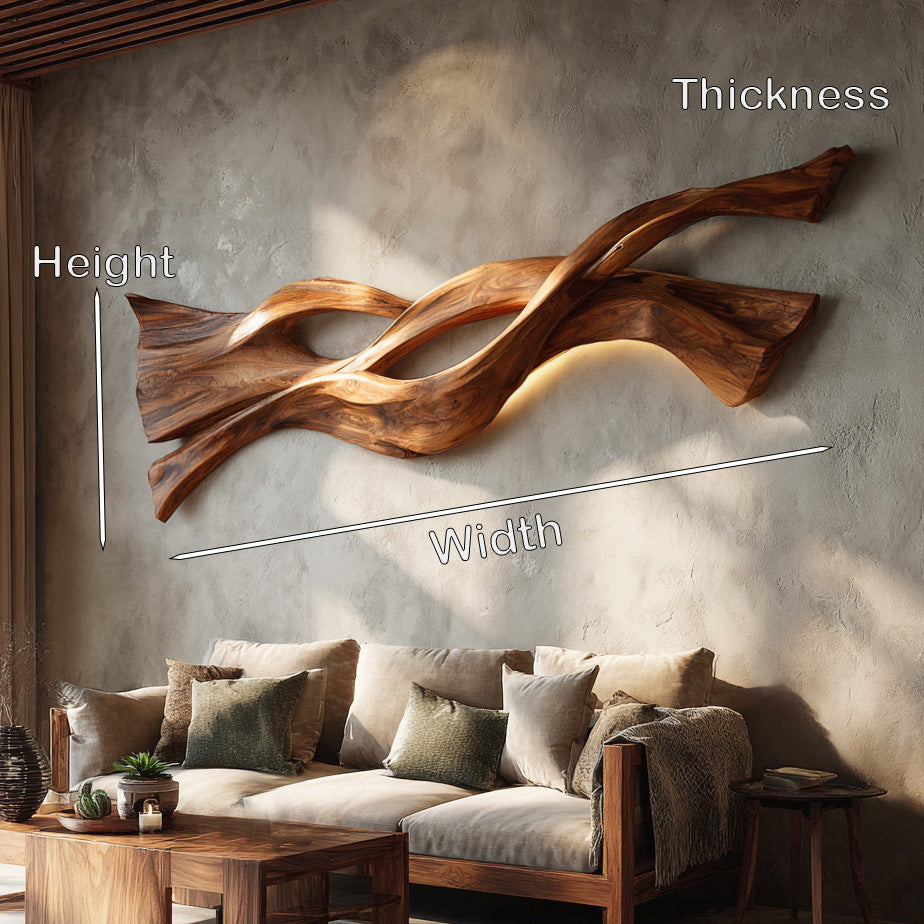 Contemporary Wood Wall Art Flowing Design For Living Room