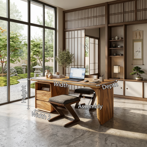 Japandi Study Desk With Curved Legs For Zen Office Room