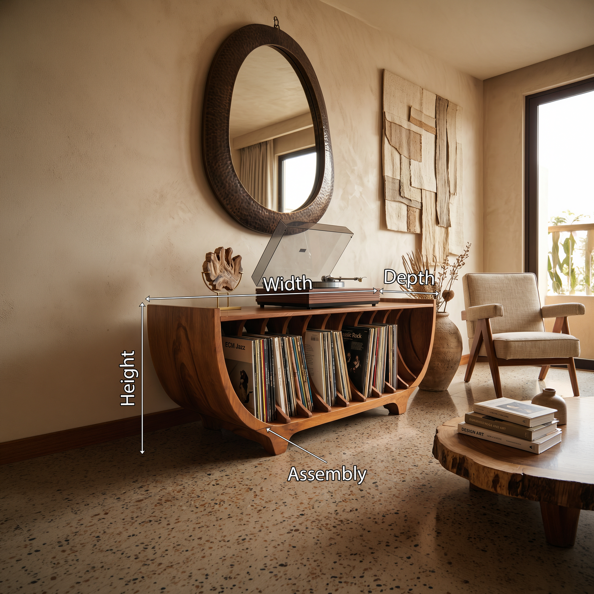 Contemporary Vinyl Storage Stand For Apartment Interior Space