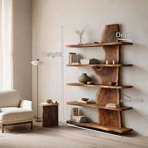 Handcrafted Natural Wood Standing Shelf For Home Storage