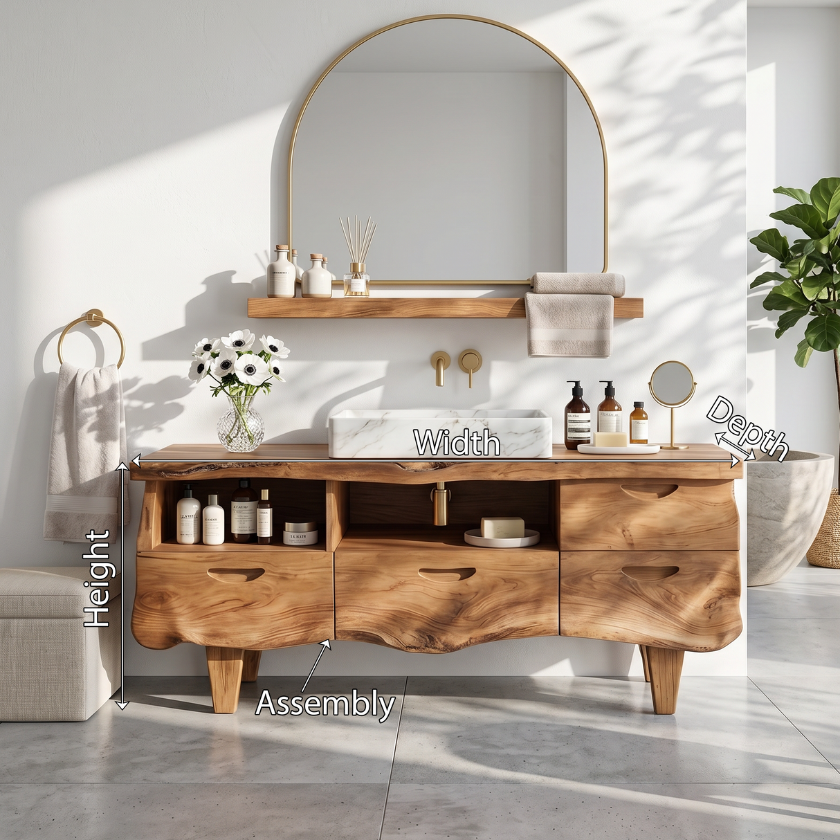 Farmhouse Wooden Vanity For Bathroom Interior Design