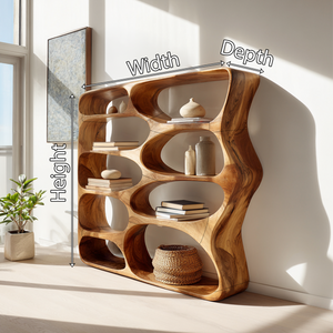 Minimalist Modern Curved Bookshelf Home Office Storage