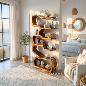 Organic Wooden Display Shelf For Coastal Living