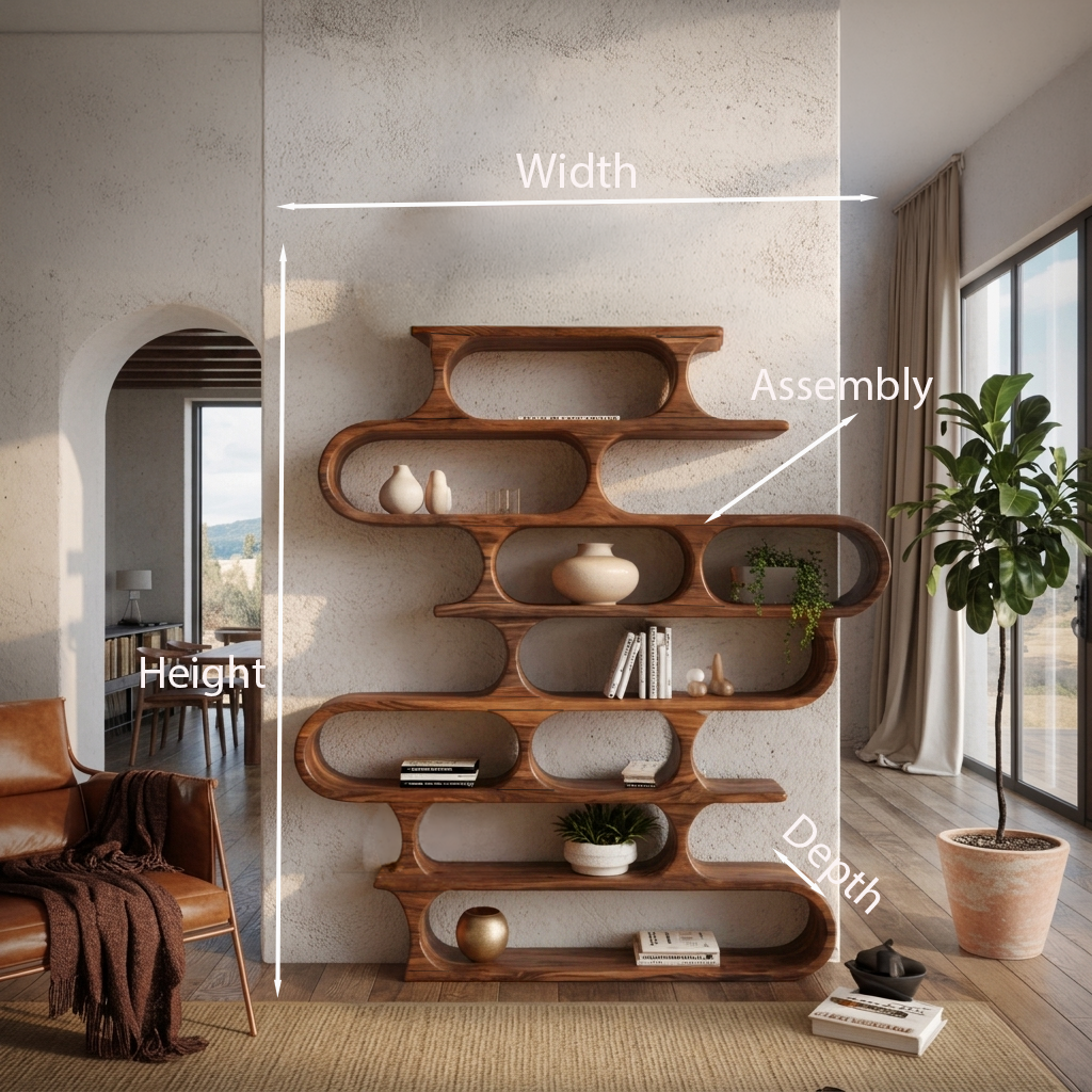 Organic Oval Bookshelf For Living Room Or Creative Studio