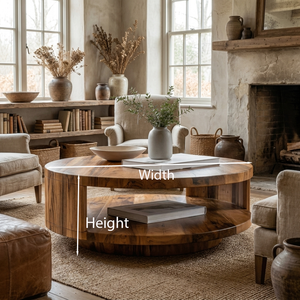 Modern Round Coffee Table With Shelf For Living Room And Lounge