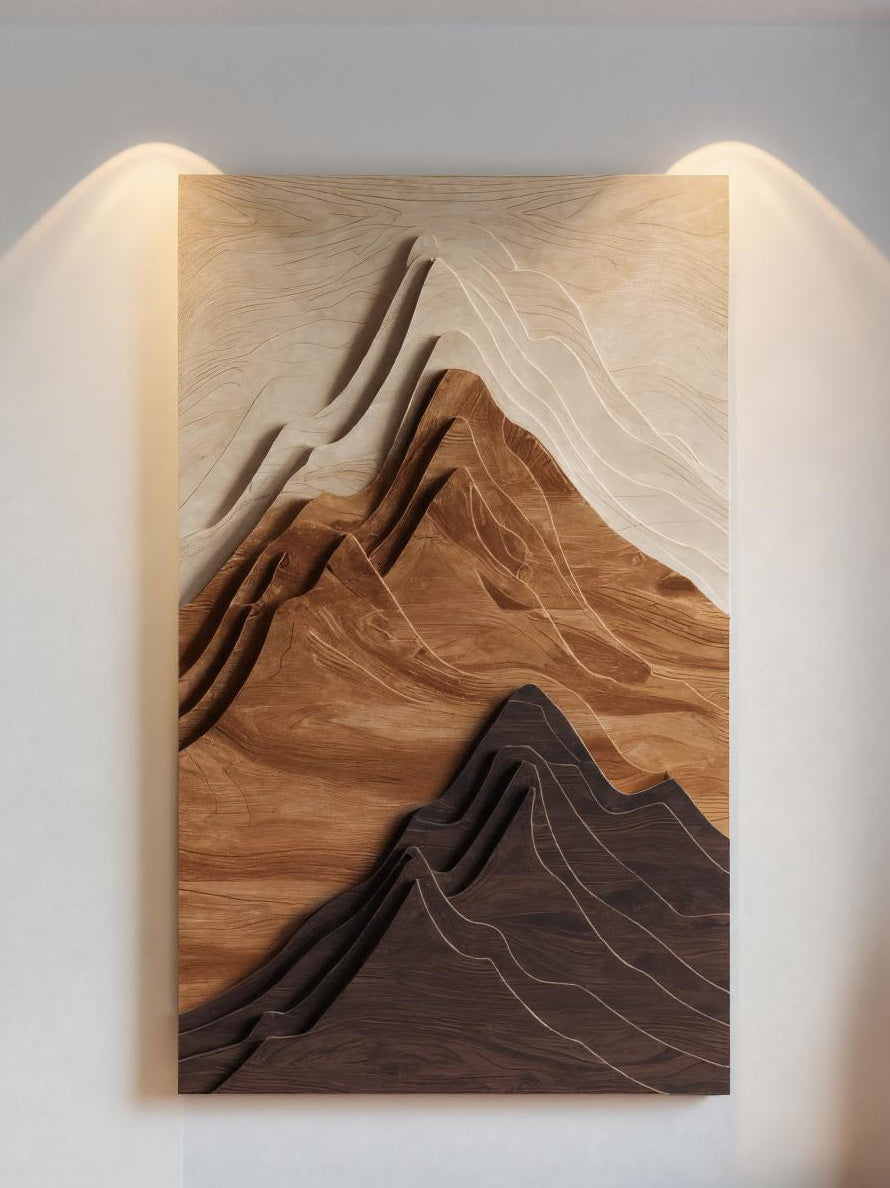 Contemporary Mountain Wall Sculpture For Entryway