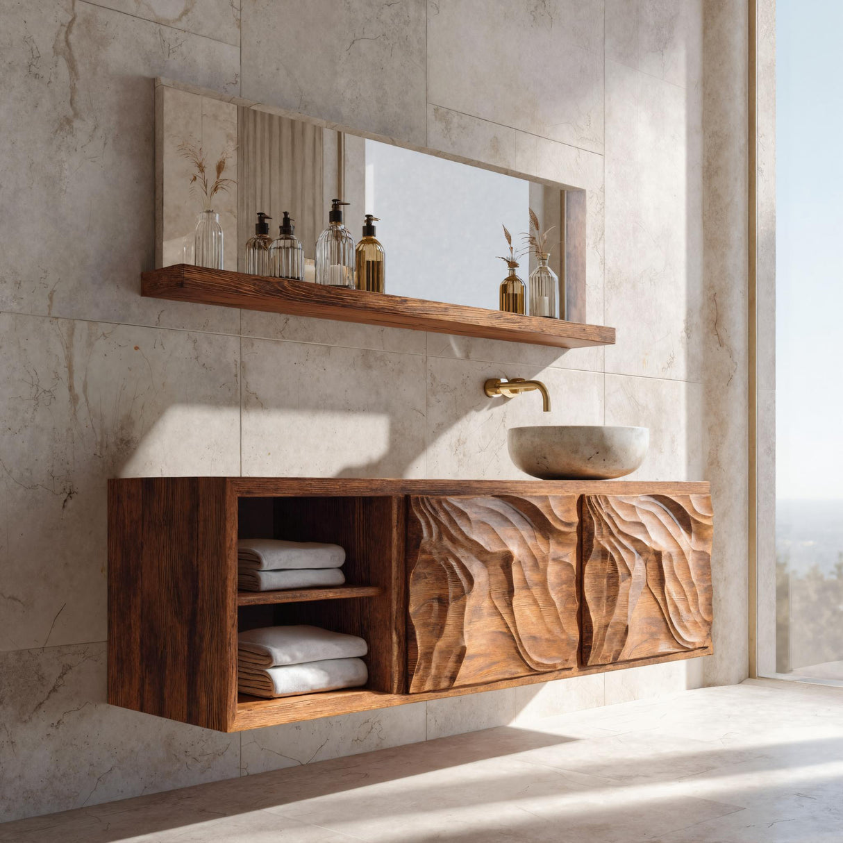 Minimal Sculptural Bathroom Vanity For Bathroom Interior