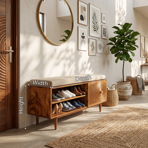 Mid Century Shoe Storage Cabinet For Hallway Living Placement