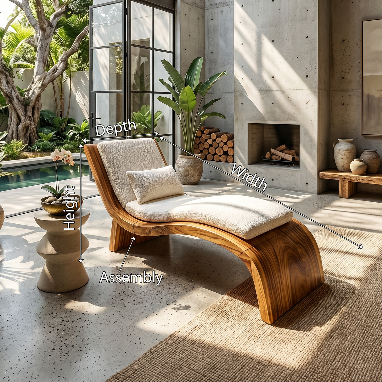 Contemporary Wooden Daybed Indoor Outdoor Luxury Home Furniture