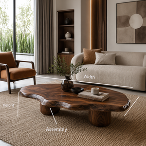 Wooden Coffee Table With Live Edge For Modern Living Room