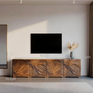 Modern Organic Wave Carved TV Console For Living Room