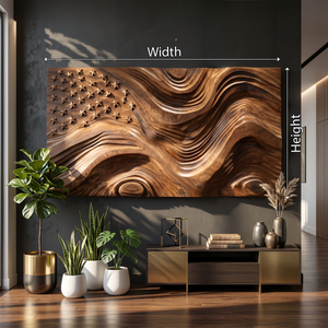 Rustic American Flag Wall Panel With Wave Relief For Living Room