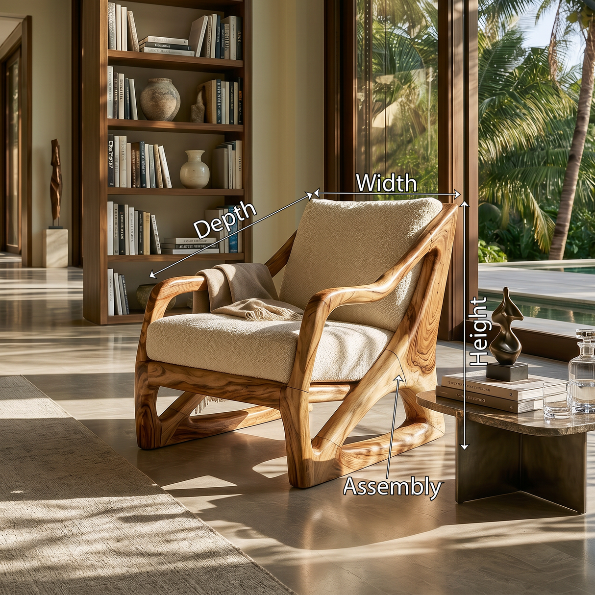 Modern Organic Wooden Armchair Luxury Living Space