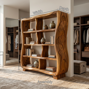 Handcrafted Wooden Bookshelf With Ginkgo Leaf Accents