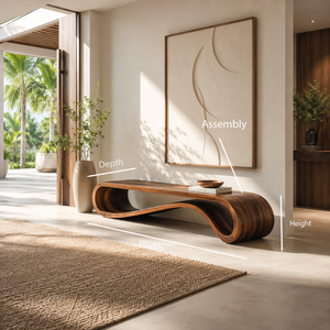 Modern Organic Curved Bench For Hallway Furniture Accent