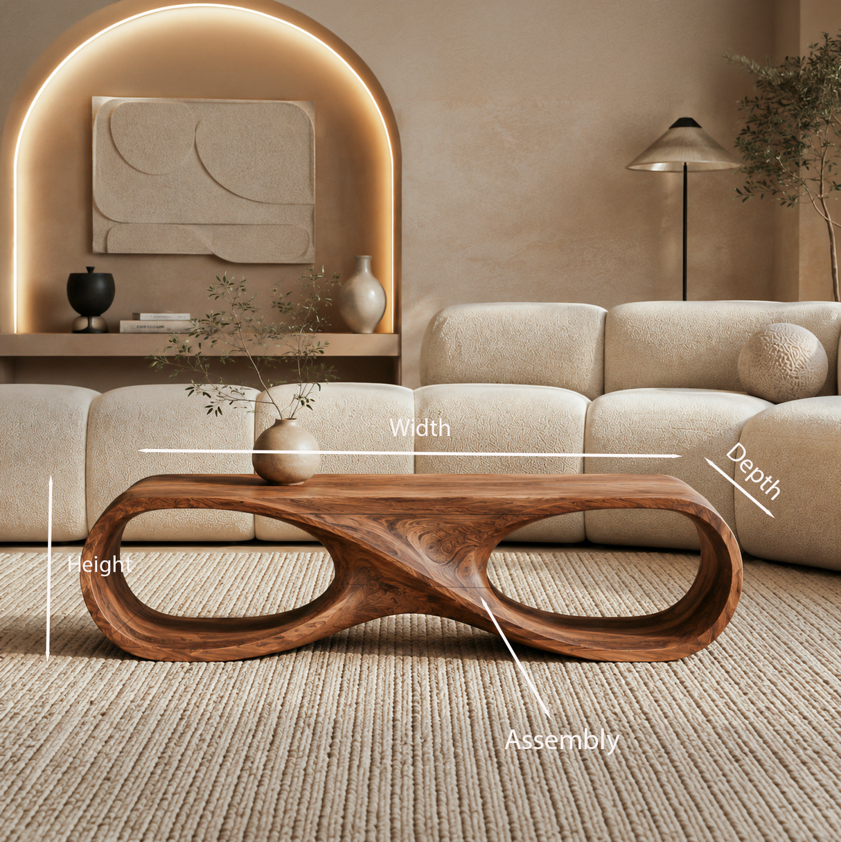 Contemporary Coffee Table With Infinity Loop For Modern Living Room