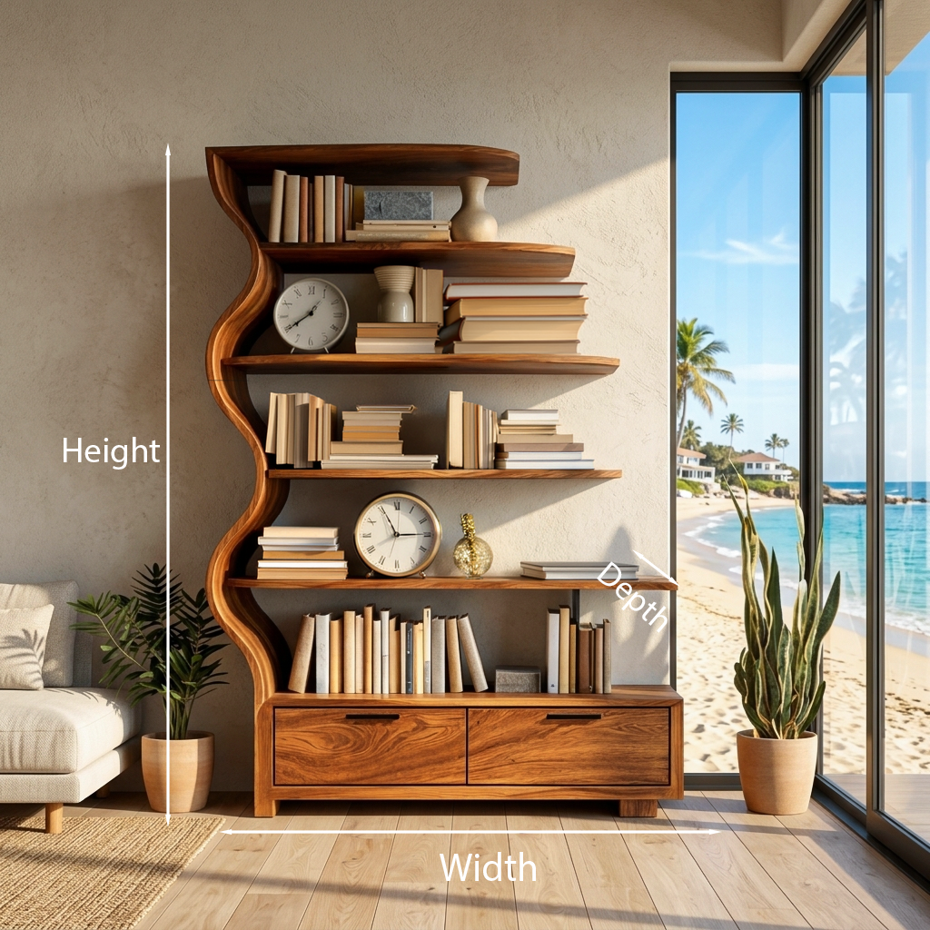 Contemporary Natural Wood Bookshelf For Interior Space