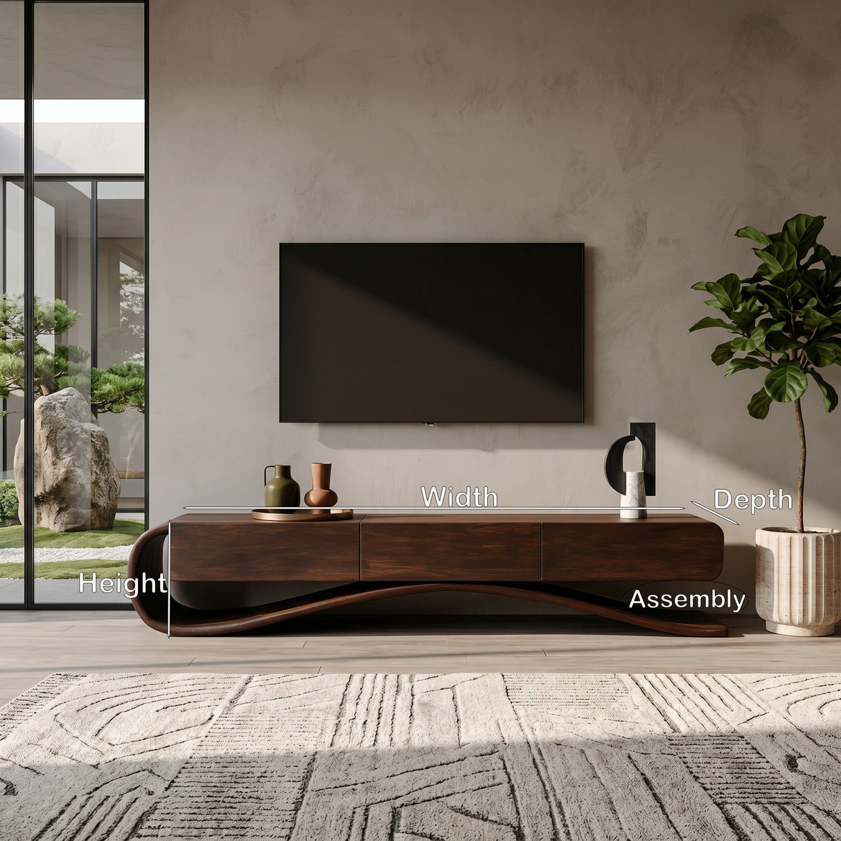 Organic Modern Cantilever TV Console For Living Room Decor
