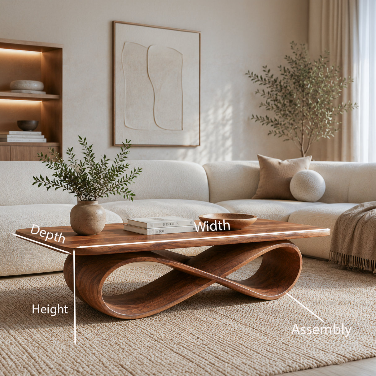 Organic Coffee Table With Twisted Ribbon Base For Luxury Interior