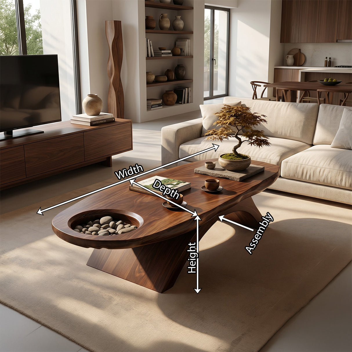 Modern Handcrafted Solid Wood Coffee Table For Living Room Interior