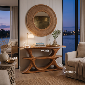 Organic Console Table With Multi Level Cutout Shelves For Living