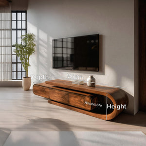 Contemporary Curved Wooden TV Console For Living Room