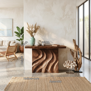 Mid Century Sculpted Base Console Table For Reception Area