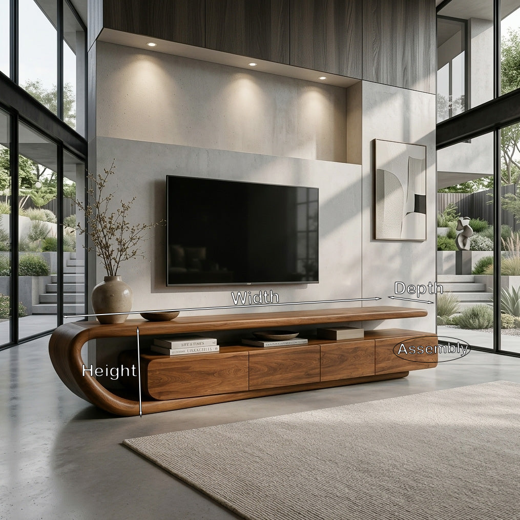 Handcrafted Natural Wood TV Console For Luxury Interior