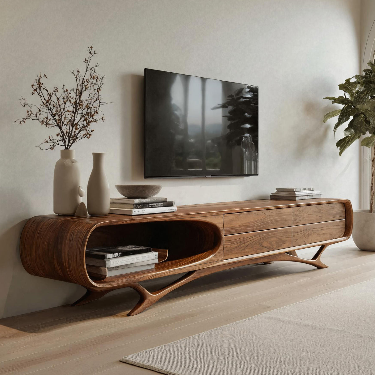 Contemporary Wooden TV Cabinet For Living Room Decor