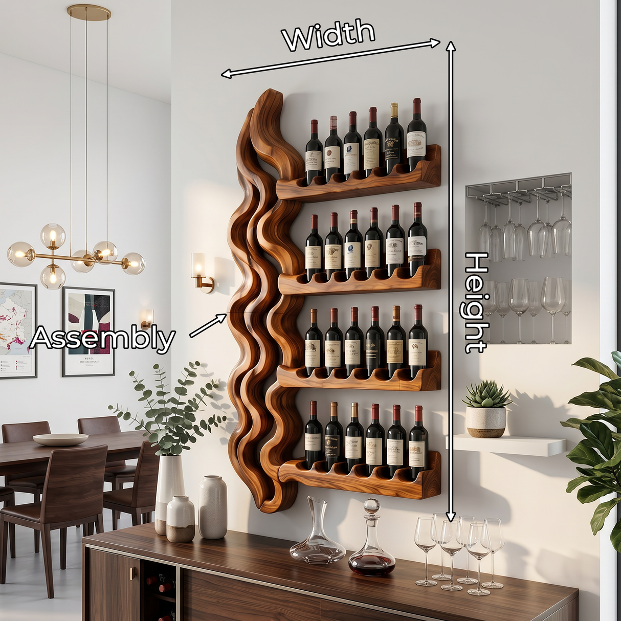 Japandi Wine Storage Rack For Dining Room