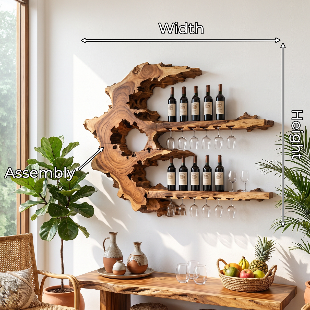 Handcrafted Rustic Wall Wine Rack For Wine Cellar